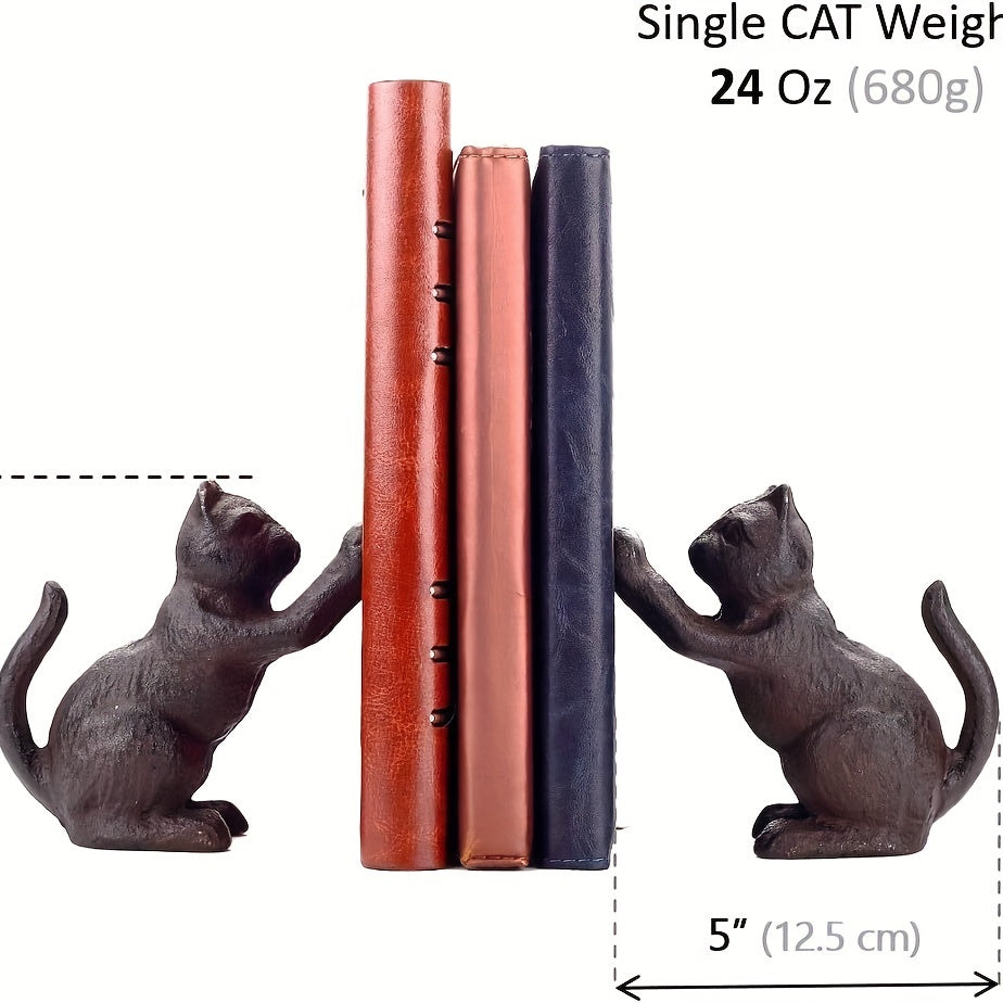 VintageCat - Rustic Cast Iron Bookends for Stylish Interiors