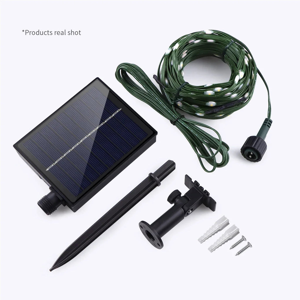 Solar String Lights 100M LumiSol ProLine | 8 Modes | IP65 Waterproof | Extra Bright LEDs | Remote Control & Quick Charge | For Garden, Wedding & Christmas