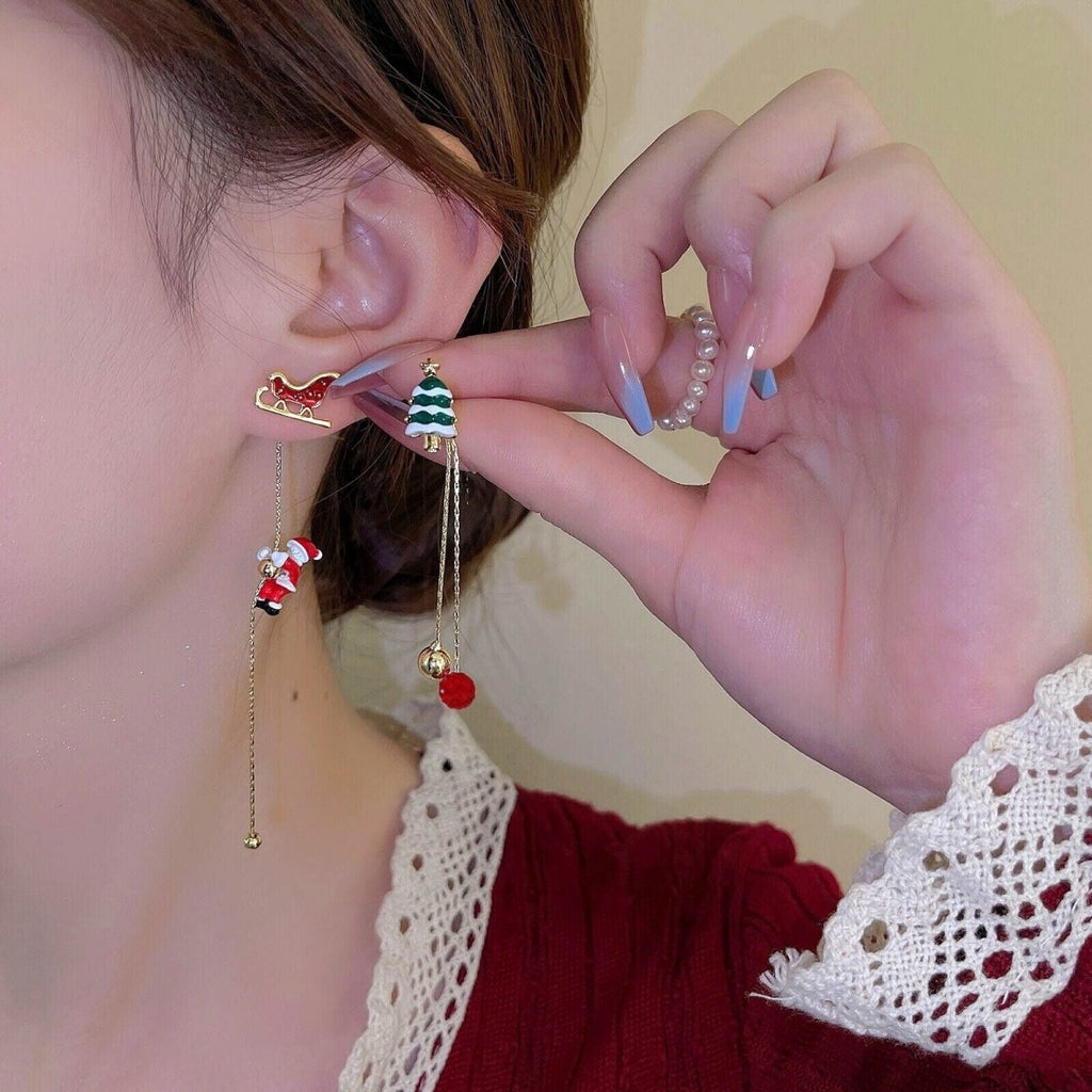 Charming Santa Claus Tassel Earrings for a Festive Holiday Style