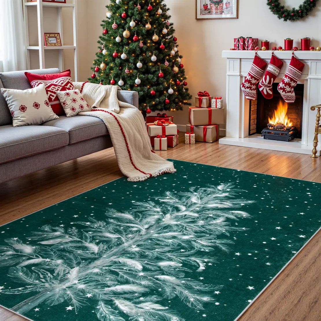 Christmas Rug - Crystal Velvet Living Room Bedroom Non-Slip And Stain-Resistant Rug