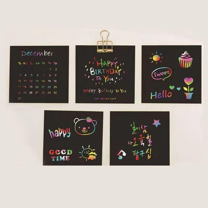 【100 sheets/1 set】DIY Rainbow Magic Scratch Paper Art Set