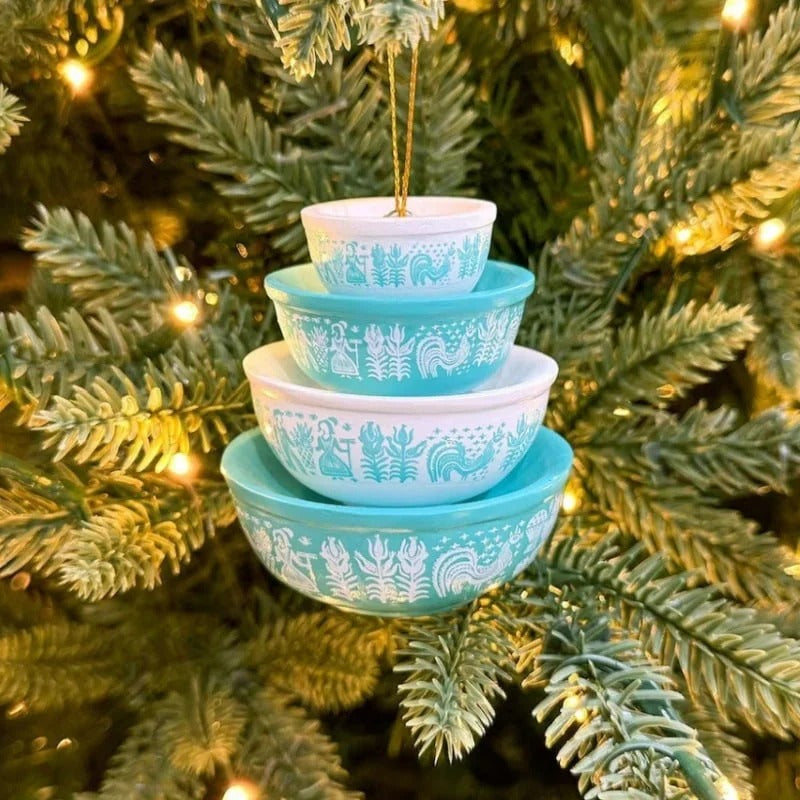 Vintage Bowls Christmas Ornament | Nostalgic Tree Hangers | Handmade Decoration from Glass