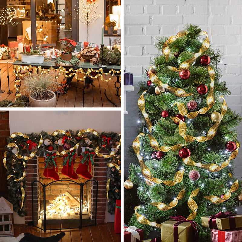 Ribbon Christmas tree decorative lights