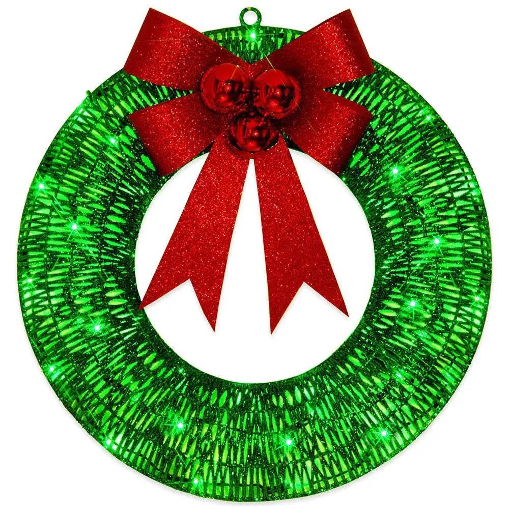 Front Door Wreath Bowknot Luminous LED Light Christmas Garland