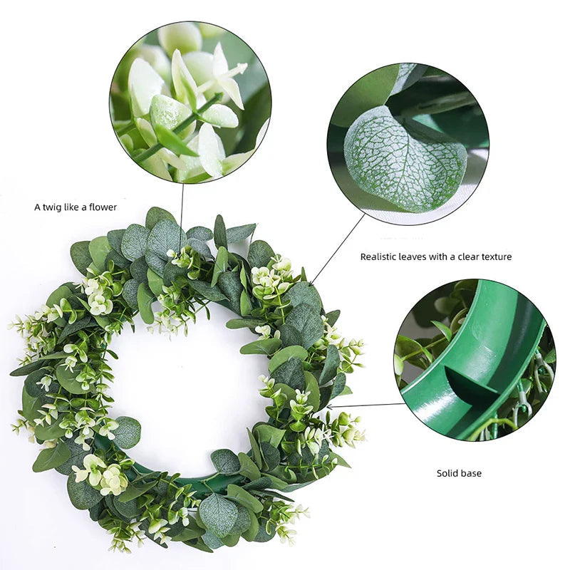 EverLeaf | Eucalyptus Wreath with Artificial Flowers | Handcrafted Decoration for Christmas, Wedding & Home