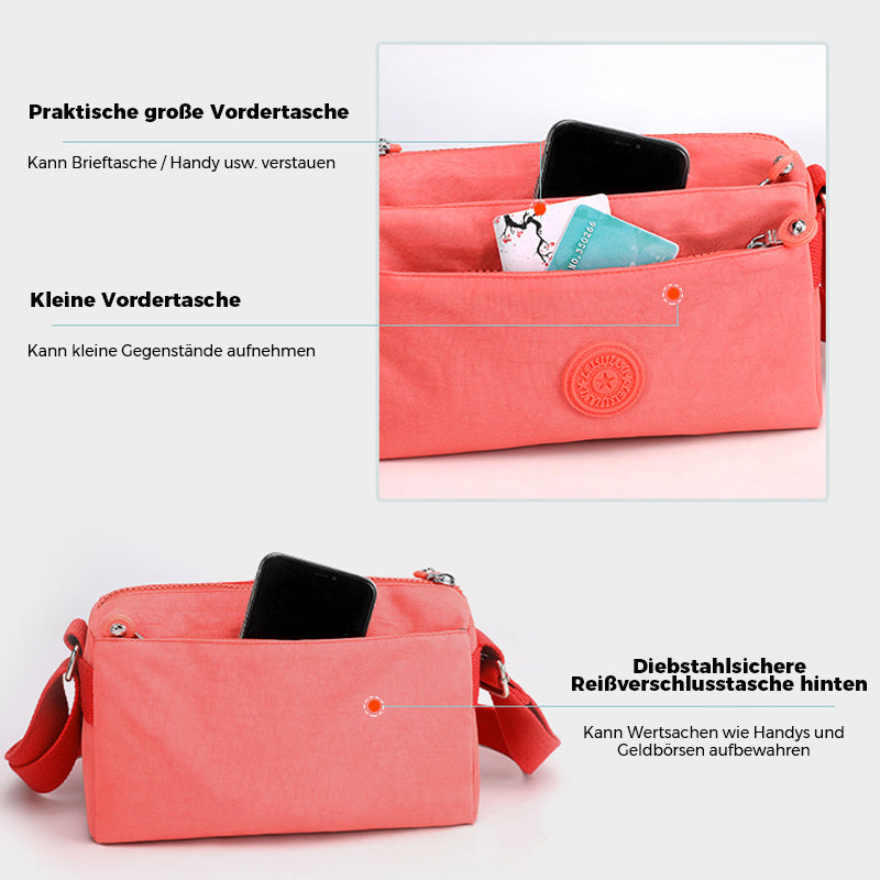 Women's Casual Multi-layer Fashionable Simple Shoulder Bag Made of Nylon