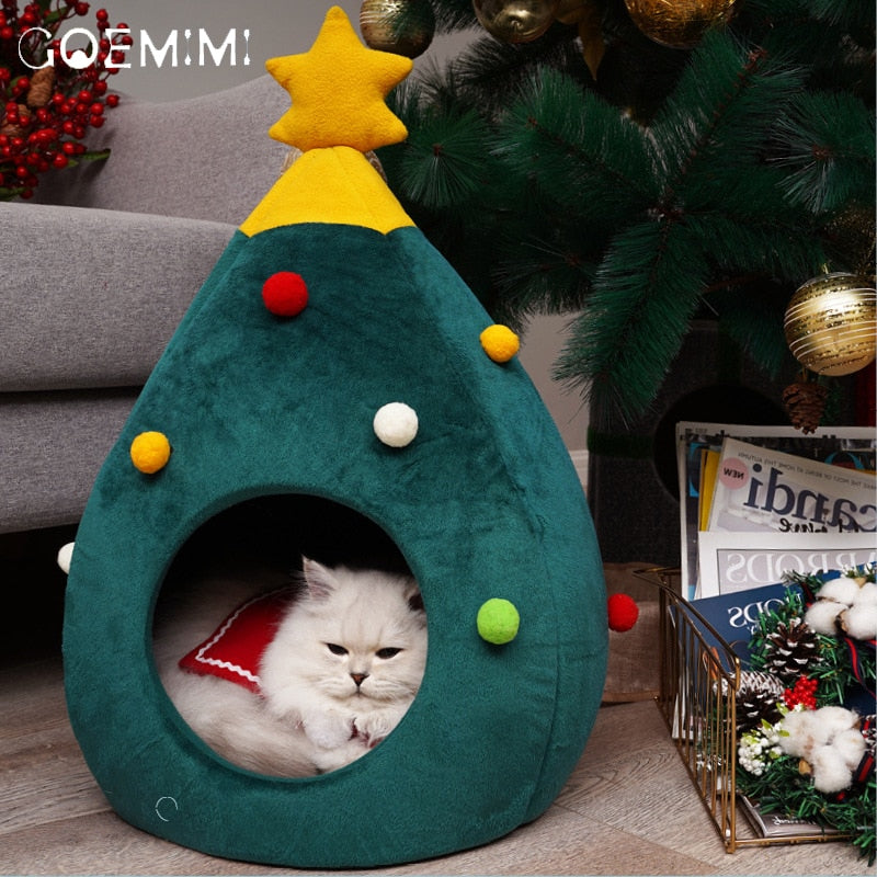 Christmas Tree Cat Bed - FestivePurr