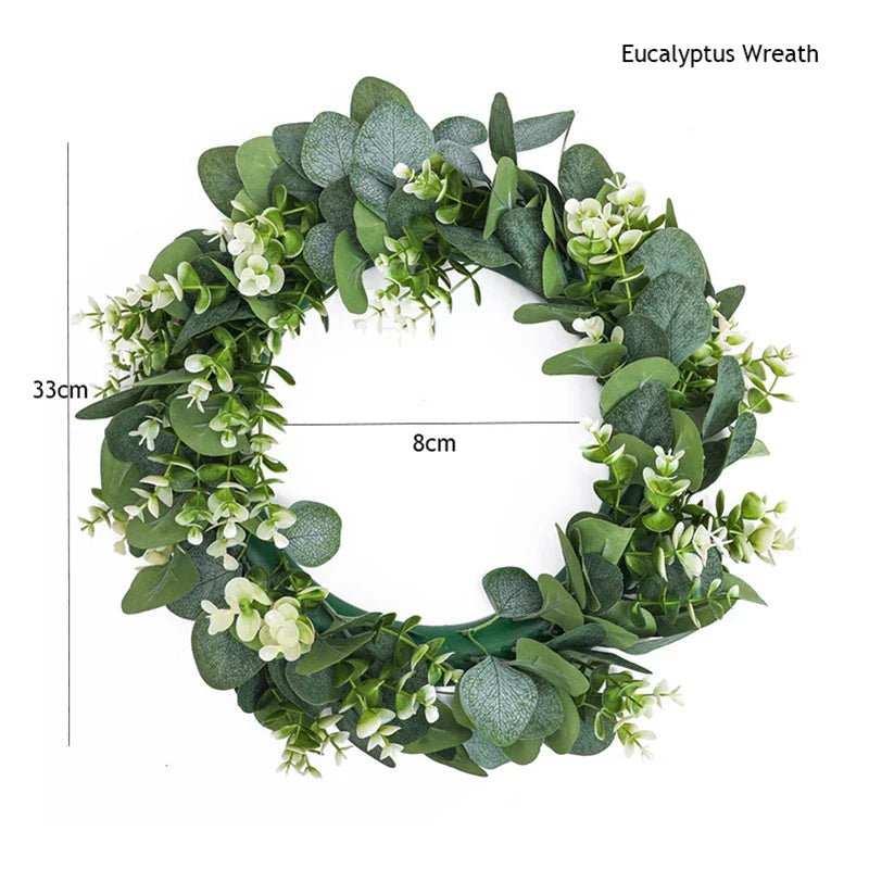 EverLeaf | Eucalyptus Wreath with Artificial Flowers | Handcrafted Decoration for Christmas, Wedding & Home