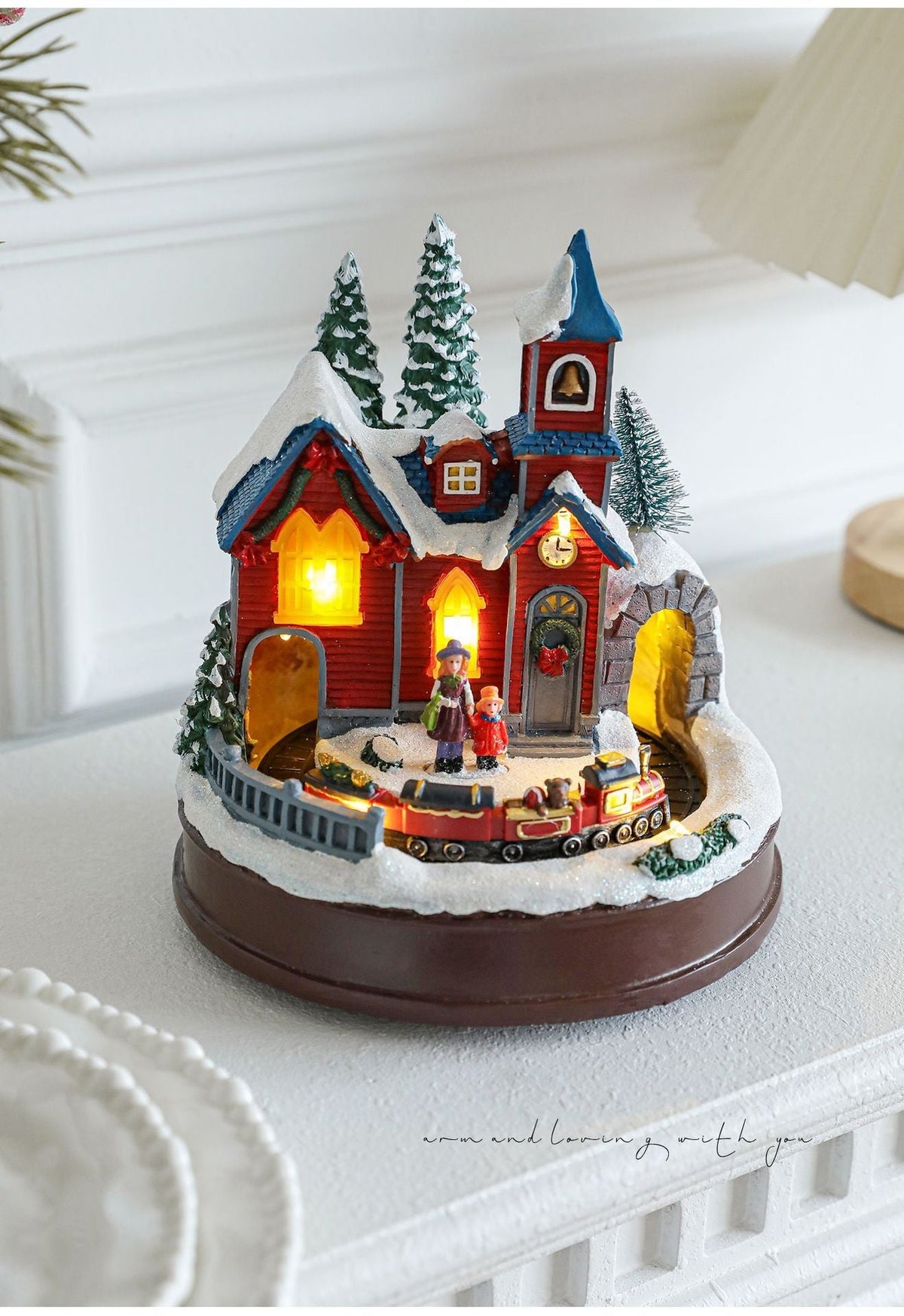 Resin Glowing Rotating Christmas Music Box