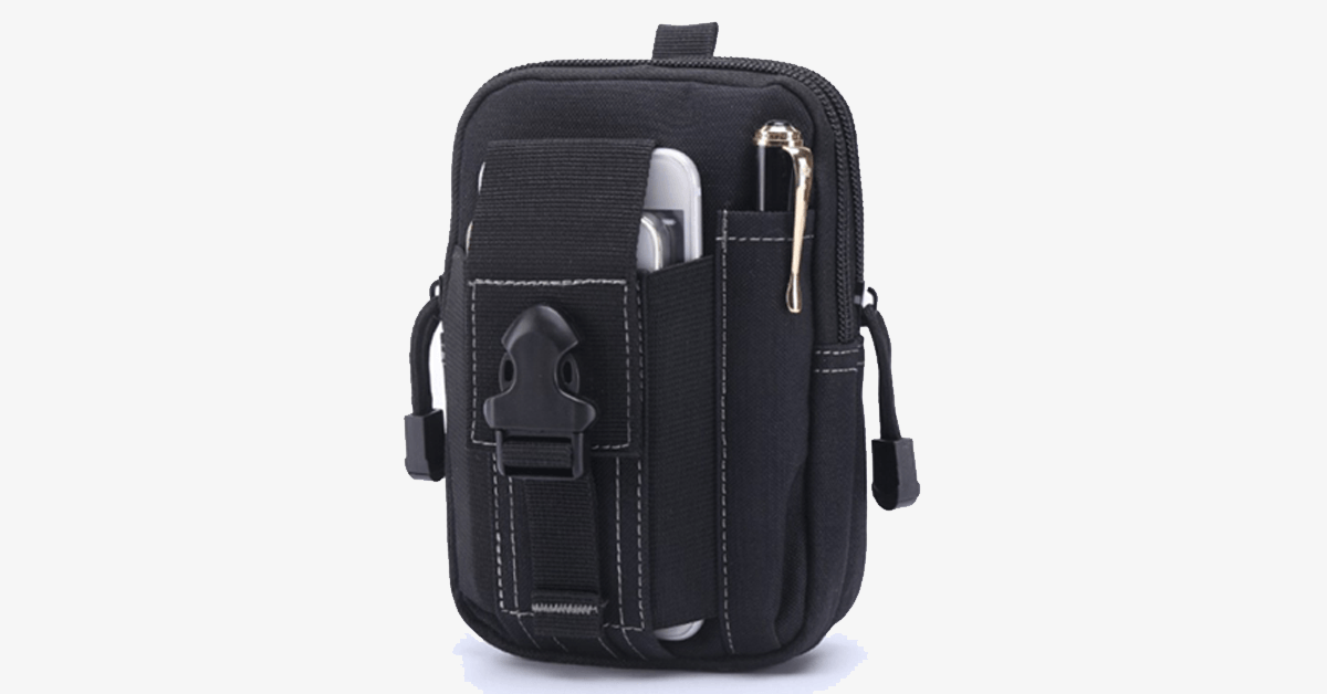 Military Waist Bag - Made of Nylon - Waterproof Design - Zipper Closure - Attach with Belt - Travel Gear - Outdoor - Available in 3 Colors