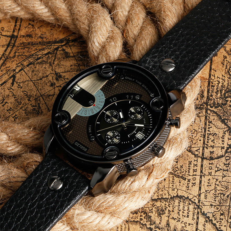 Men's Fashion Large Dial Style Steel Band Watch