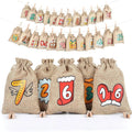 DIY Jute Advent Calendar with 24 Empty Pockets for Christmas - Hanging Countdown Calendar