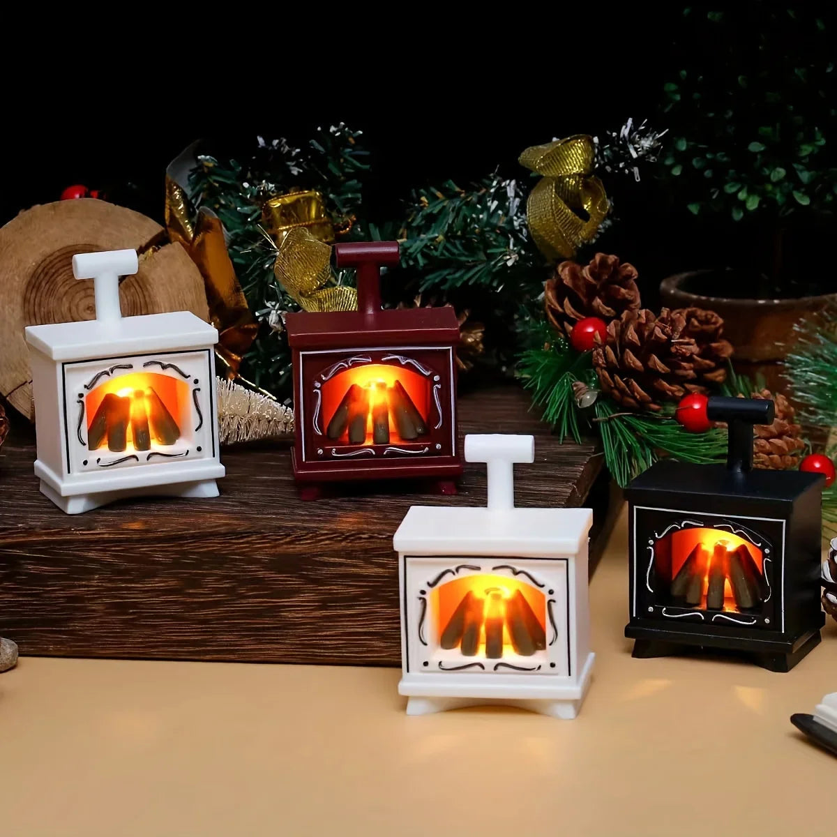 Minoria Dollhouse Fireplace Miniature | With Light Effect | 1:12 Scale | Christmas & Home Decor | 7 × 4.9 cm