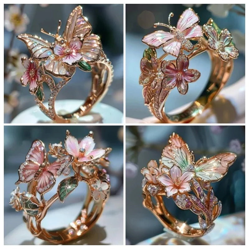 Butterfly flower ring