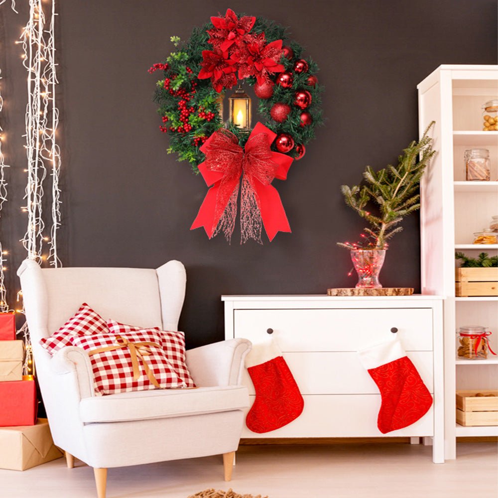 Wreath with Lantern and Ornaments for Radiant Christmas Charm