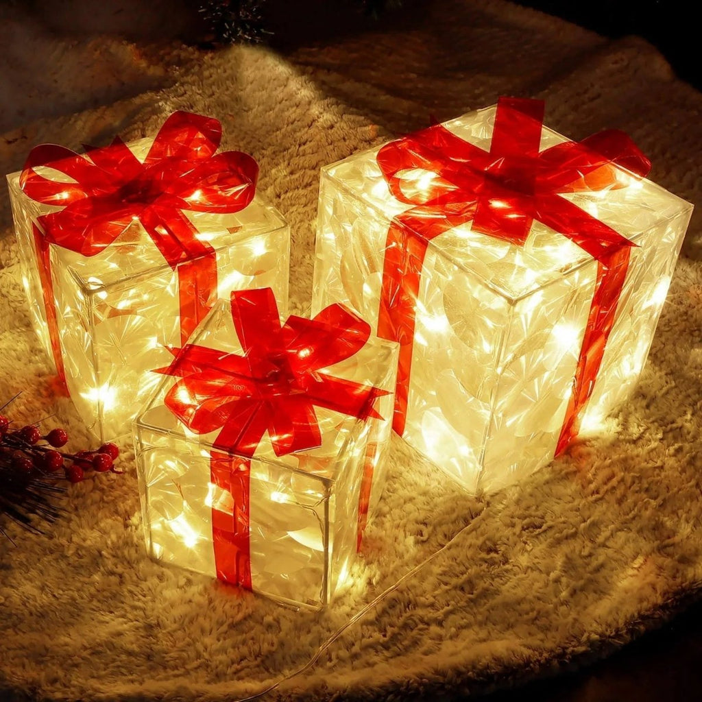 LED Christmas Gift Box with 100 Warm White Lights