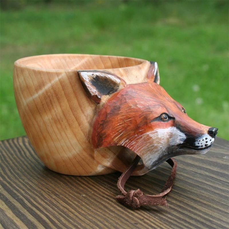 Hand-carved wooden cup