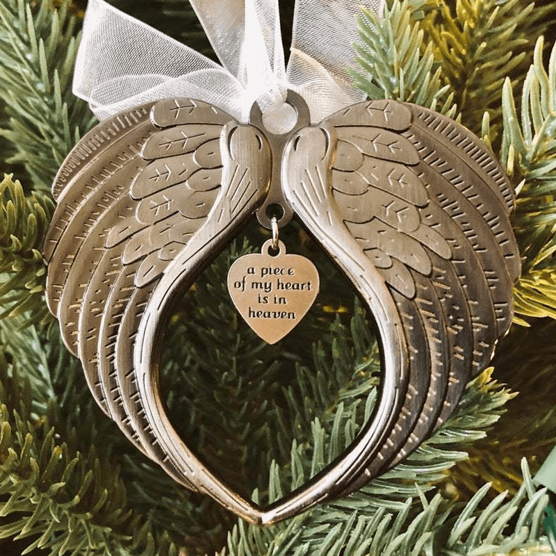Christmas Tree Memorial Ornaments Angel Wings Bell Pendant Hanging Decoration