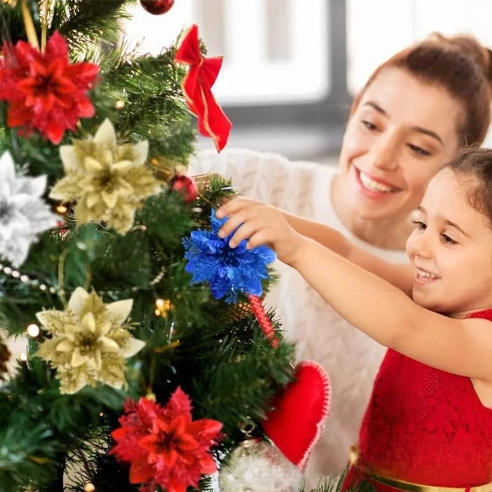 Premium Glitter Flower Ornaments for Festive Presentation