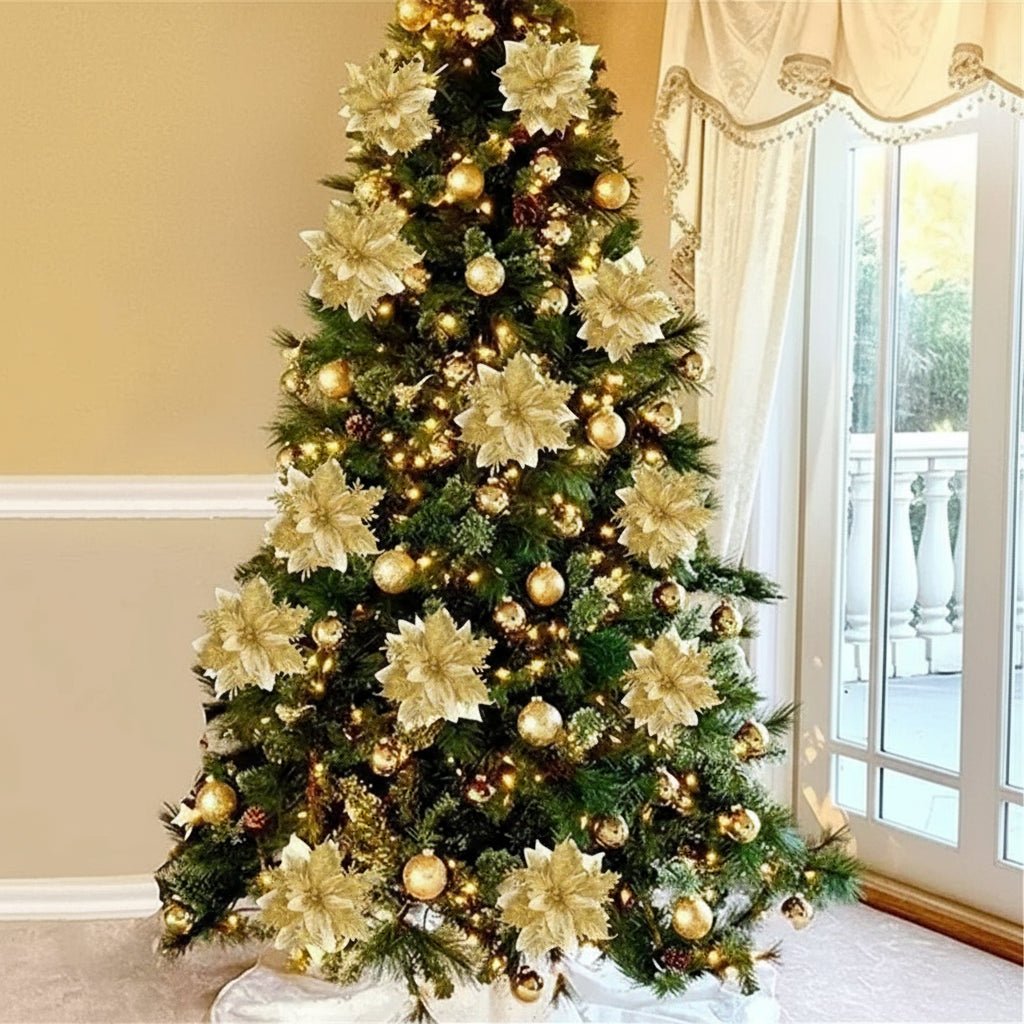 Premium Glitter Flower Ornaments for Festive Presentation