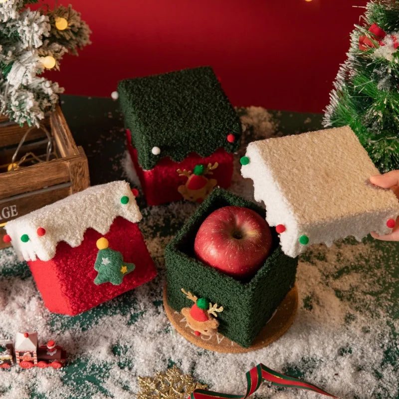 Kerstcadeaudoos met Appelontwerp – Stevige Geschenkverpakking met Feestelijke Vorm