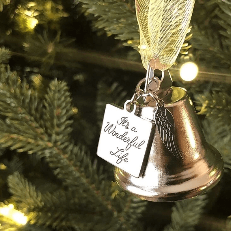 Christmas Tree Memorial Ornaments Angel Wings Bell Pendant Hanging Decoration