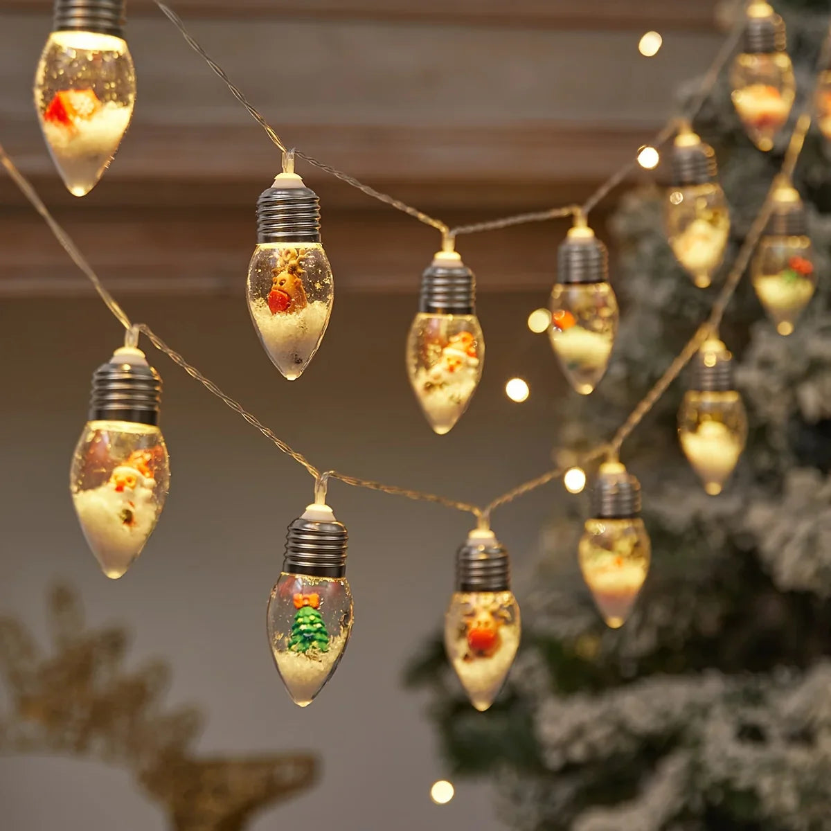 LED Snowball String Lights “FrostyGlow” | 2 m | 10 LEDs | Battery operated | Christmas & New Year's decoration