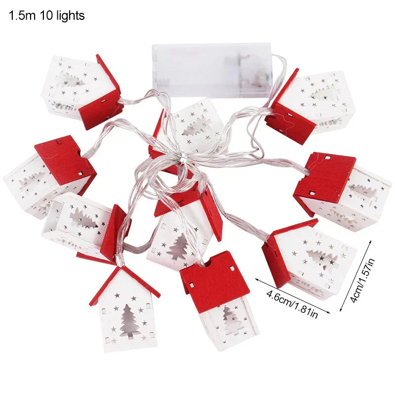 Wooden Christmas houses with LED lighting for festive decoration