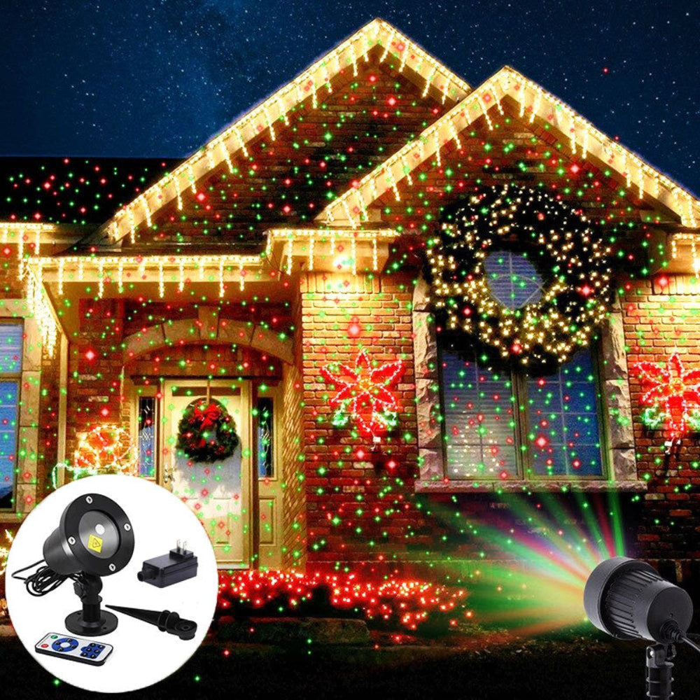 Waterproof Christmas Light Projector for Outdoor with Red/Green Laser Light Effects