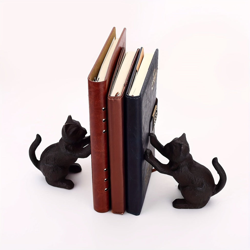 VintageCat - Rustic Cast Iron Bookends for Stylish Interiors