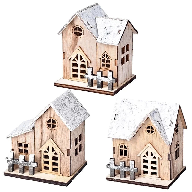 Wooden Christmas LED Light House with Warm Lighting