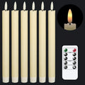 Flame-free flickering taper candles with 2 remote controls and timer, real wax 3D wick light window candles battery-operated, Christmas home wedding decor