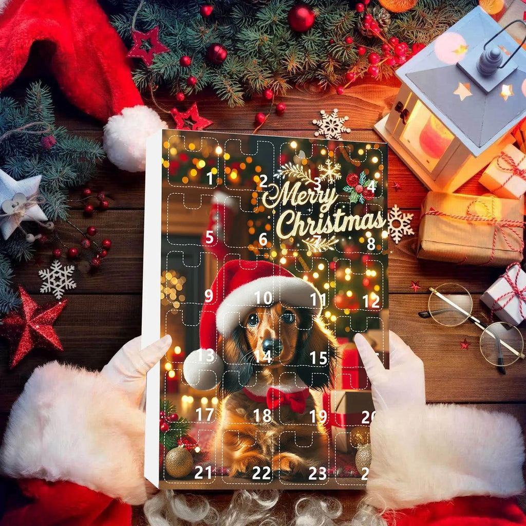 Christmas Advent Calendar with Dachshund Theme – 24 Days Countdown and Decorative Acrylic Design