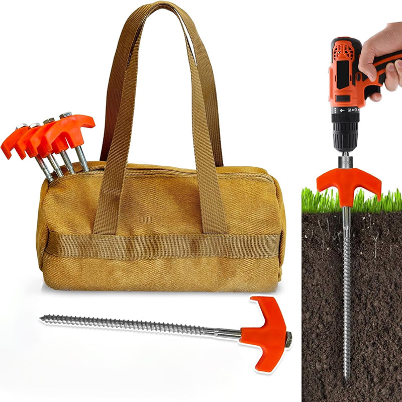 Rotatable tent pegs with thread