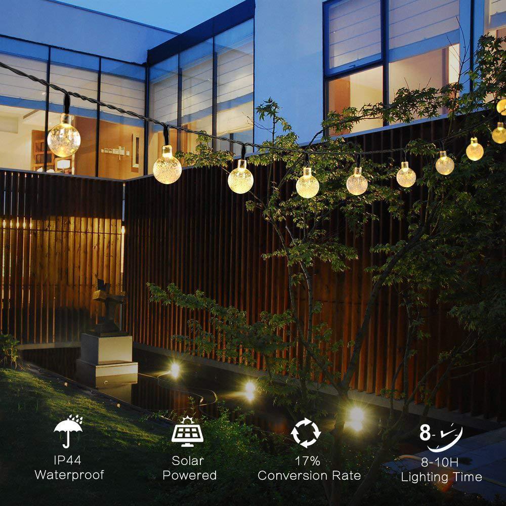 Solar-powered Crystal Ball String Lights