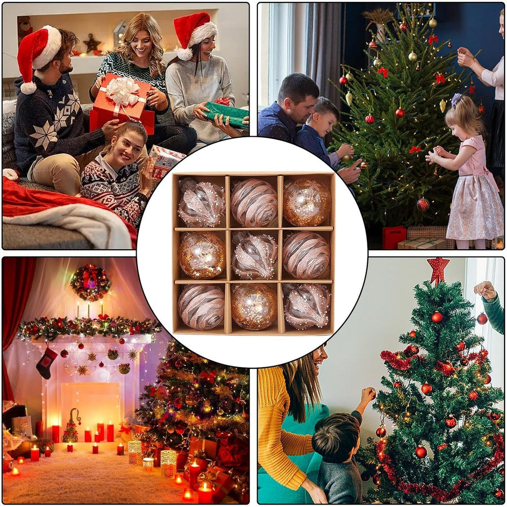 Golden Christmas Baubles Set | Plastic Christmas Ornaments