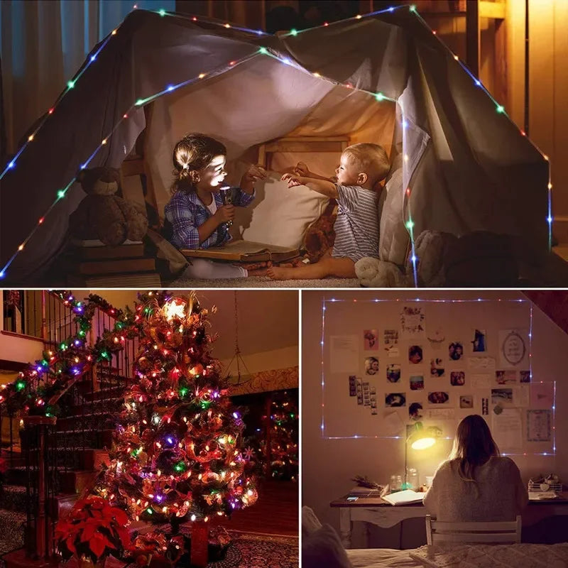 LED Solar String Lights - Outdoor Waterproof Lights for Christmas, Garden, Lawn, Trees, Fence, and Pathway Decor