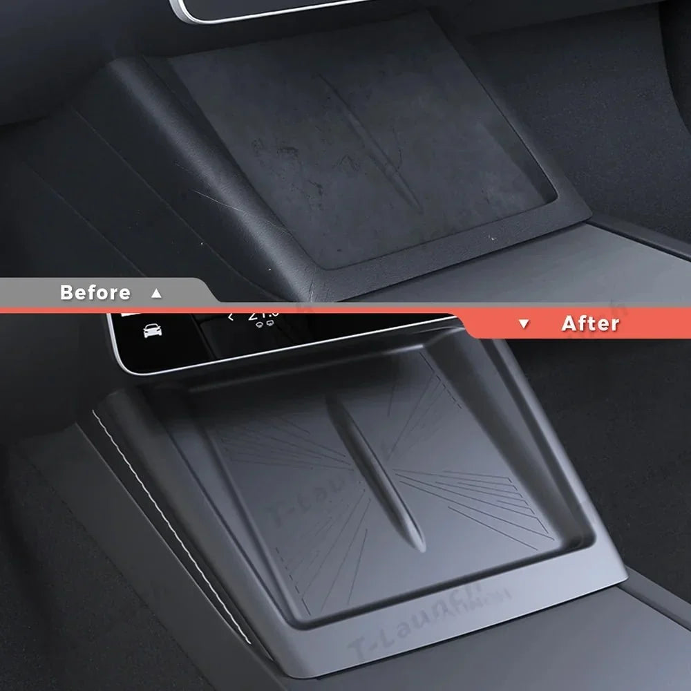 Full-Cover Non-Slip Silicone Wireless Charging Area Mat for Tesla Model Y Juniper 2025+ / Model 3 Highland 2024+