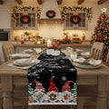 Festive Linen Table Runner for Christmas with Snowflake and Gnome Motif