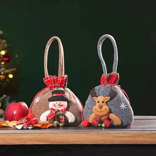 Christmas Gift Bags | Fabric Bags with Drawstring | Various Designs | Reusable