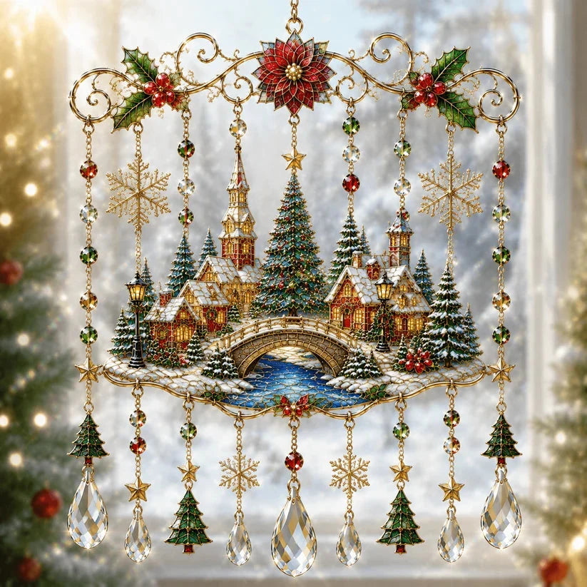 Handmade Christmas Stained Glass Window Hanging