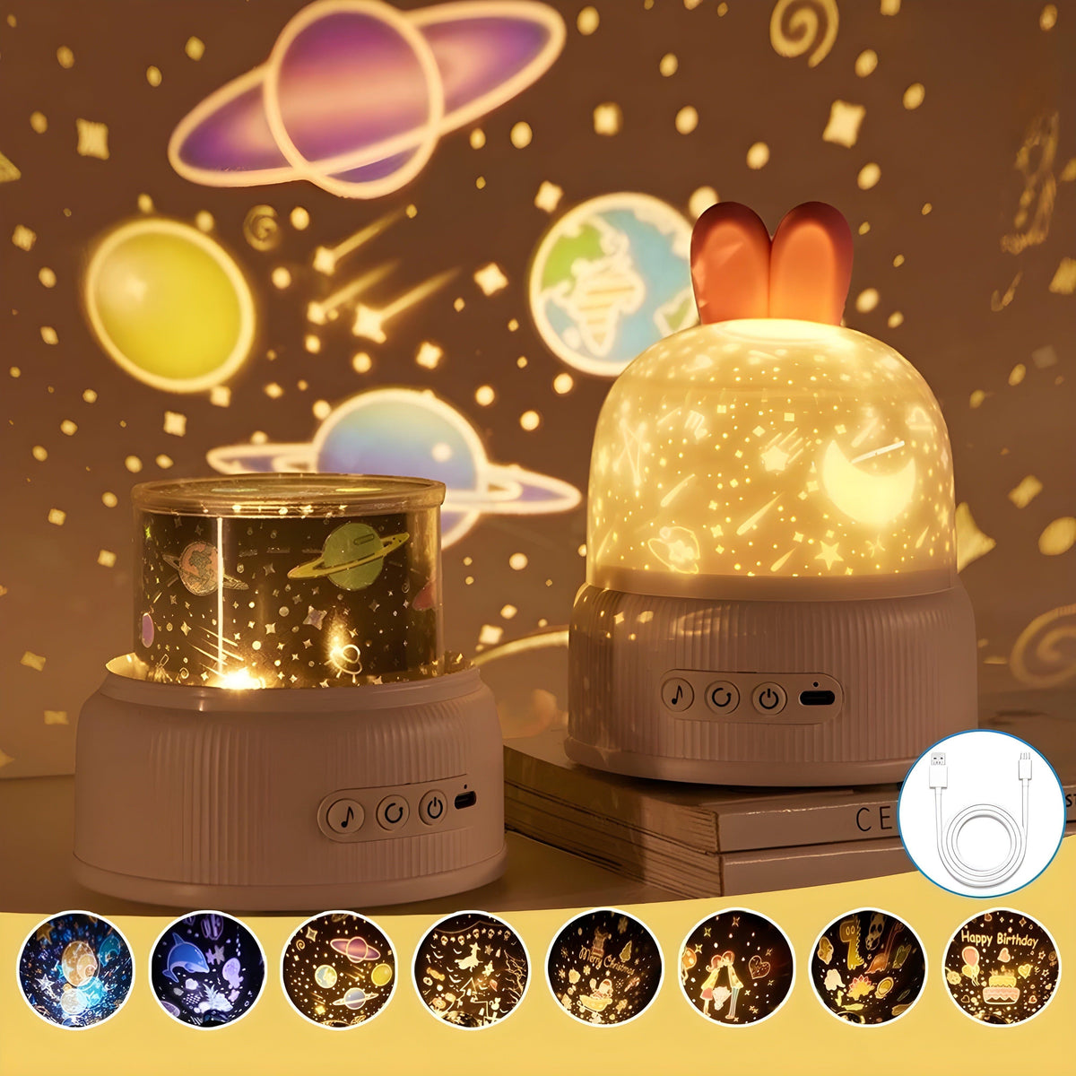 BunnyBeam Light - Casual Cute Bunny Projector Night Light for Kids