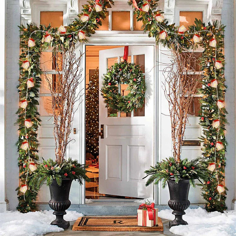 Bright Wooden Christmas Tree Decoration – LED String Lights for Festive Illumination