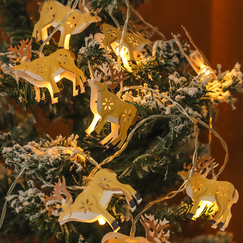 Battery-Powered LED Christmas String Lights with 10 or 20 Bells and Elk Designs