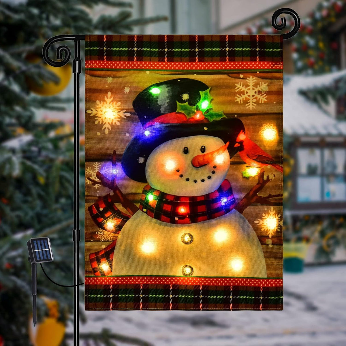 Illuminated Snowman Garden Flag - FrostyFlag