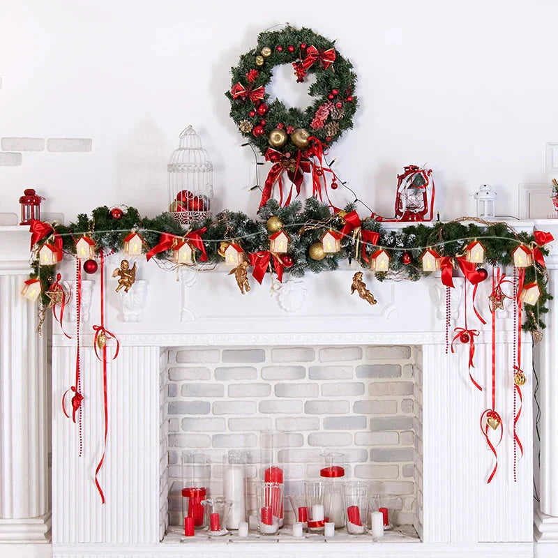 Wooden Christmas houses with LED lighting for festive decoration