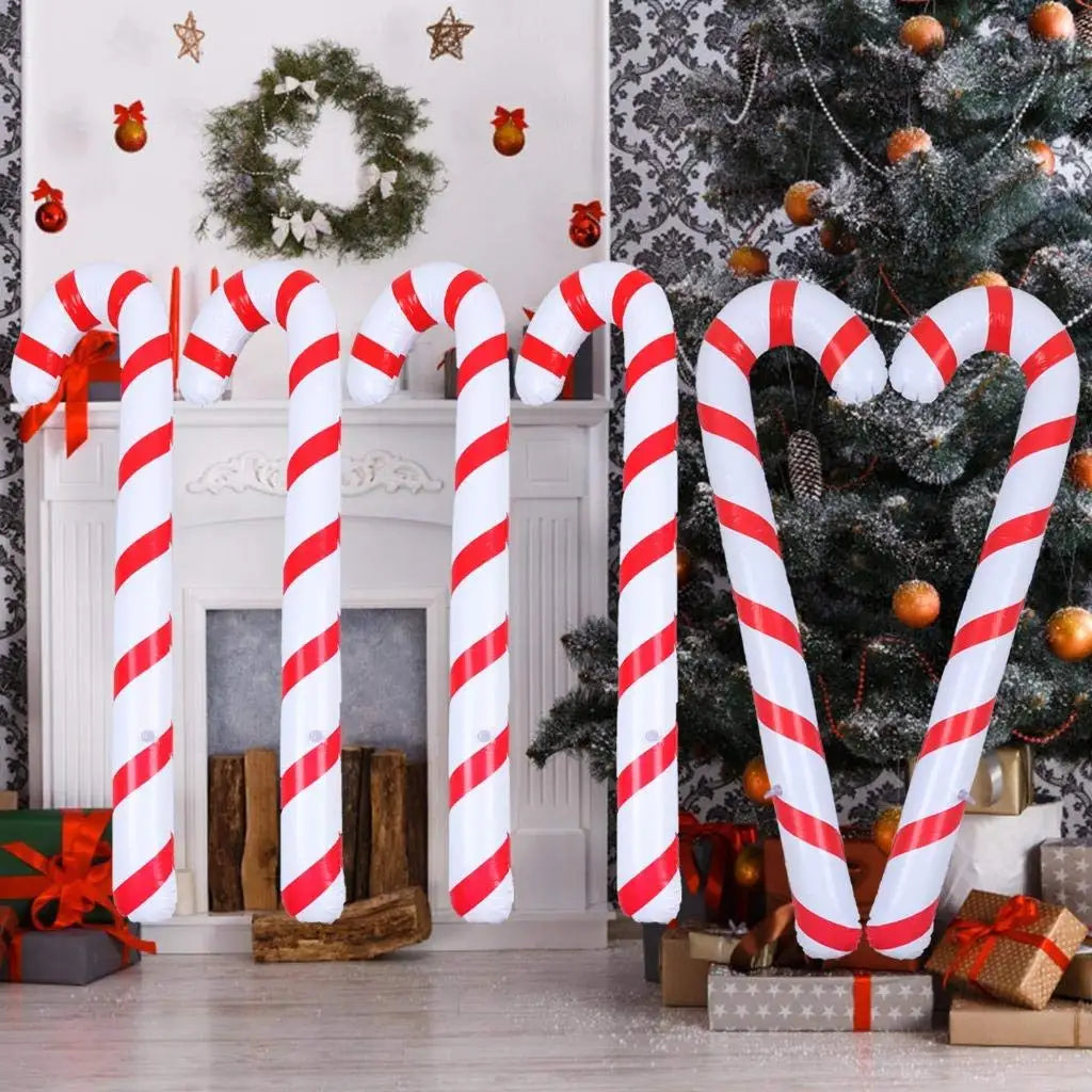 CandyFest Inflatable Christmas Candy Canes – Set of 4 PVC Decorations of 87 cm