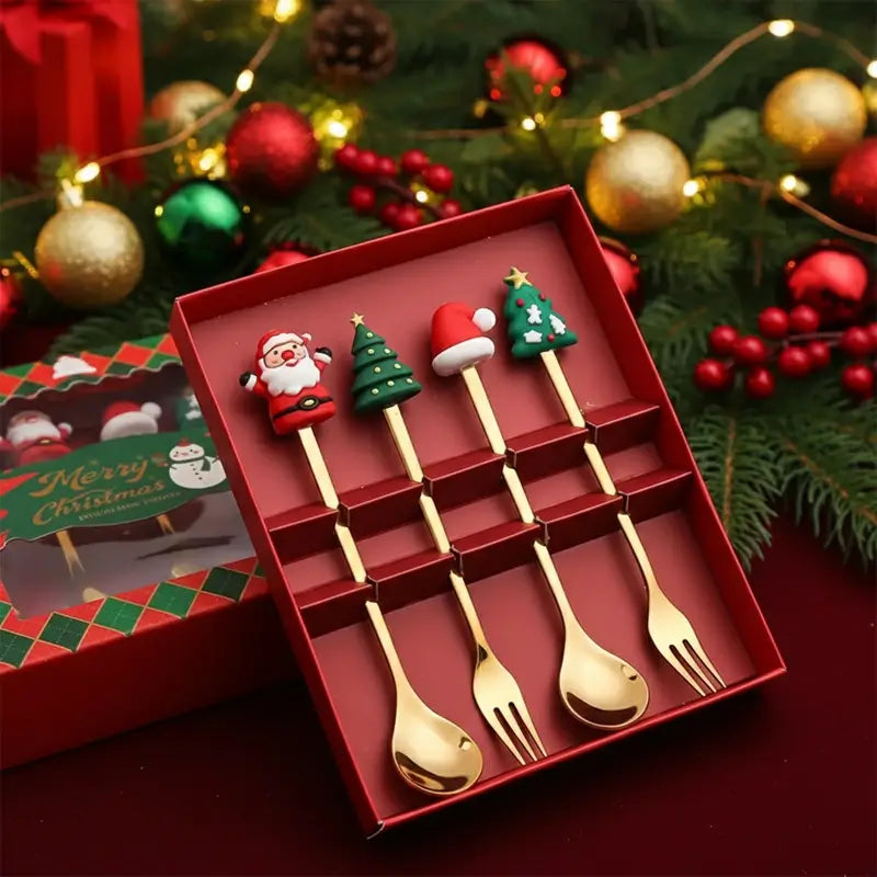 Stainless Steel Christmas Utensil 4-Piece Sets