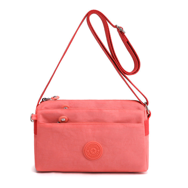 Women's Casual Multi-layer Fashionable Simple Shoulder Bag Made of Nylon