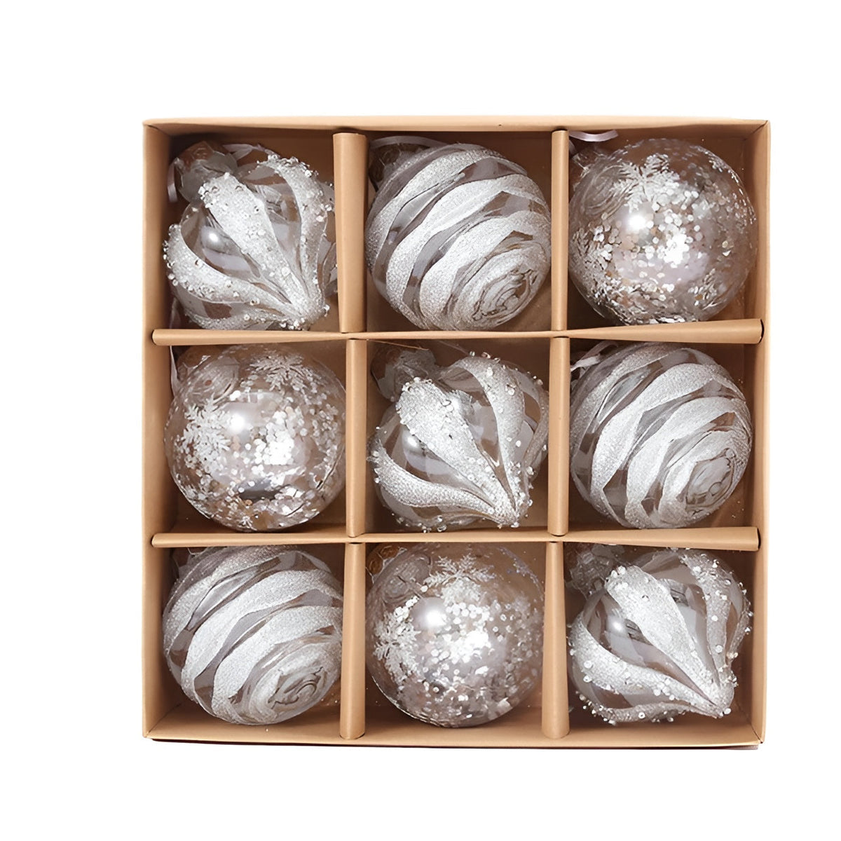 Golden Christmas Baubles Set | Plastic Christmas Ornaments
